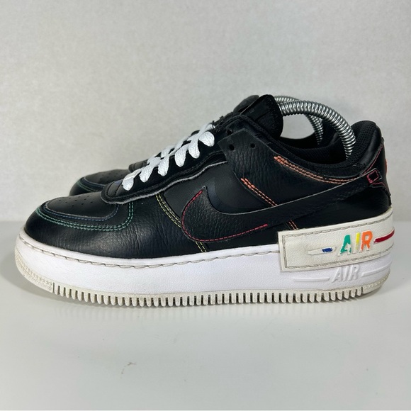 Nike Air Force 1 Shadow Rainbow Pride LGBTQ Black Shoe DJ5998-001; Womens Size 9 - Picture 3 of 16